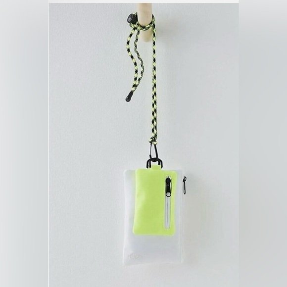 Free People Half Time double pouch lanyard neon green & white - Picture 2 of 4